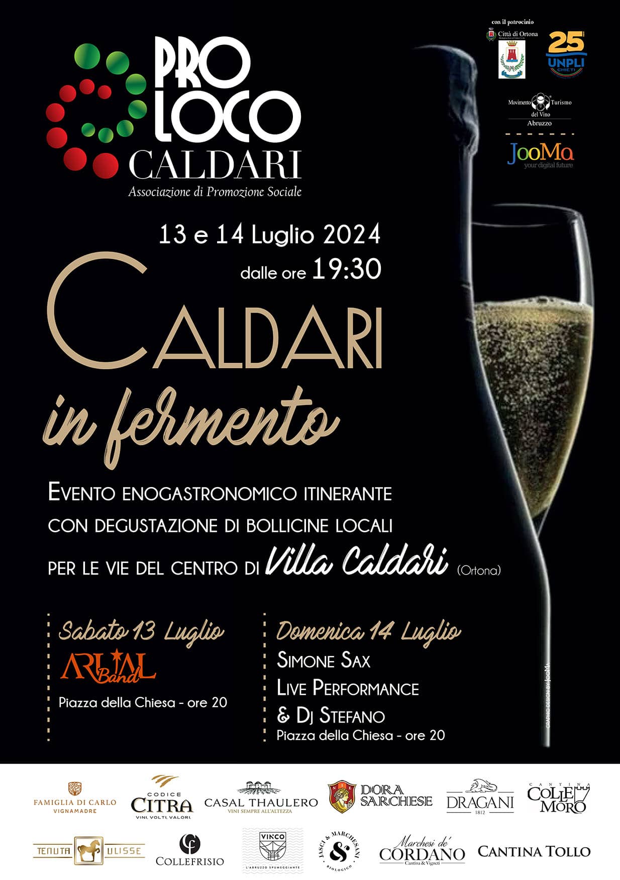 Locandina Caldari in Fermento 2024 - Pro Loco Caldari e Jooma Locandina Caldari in Fermento 13 e 14 Luglio 2024 Villa Caldari Ortona