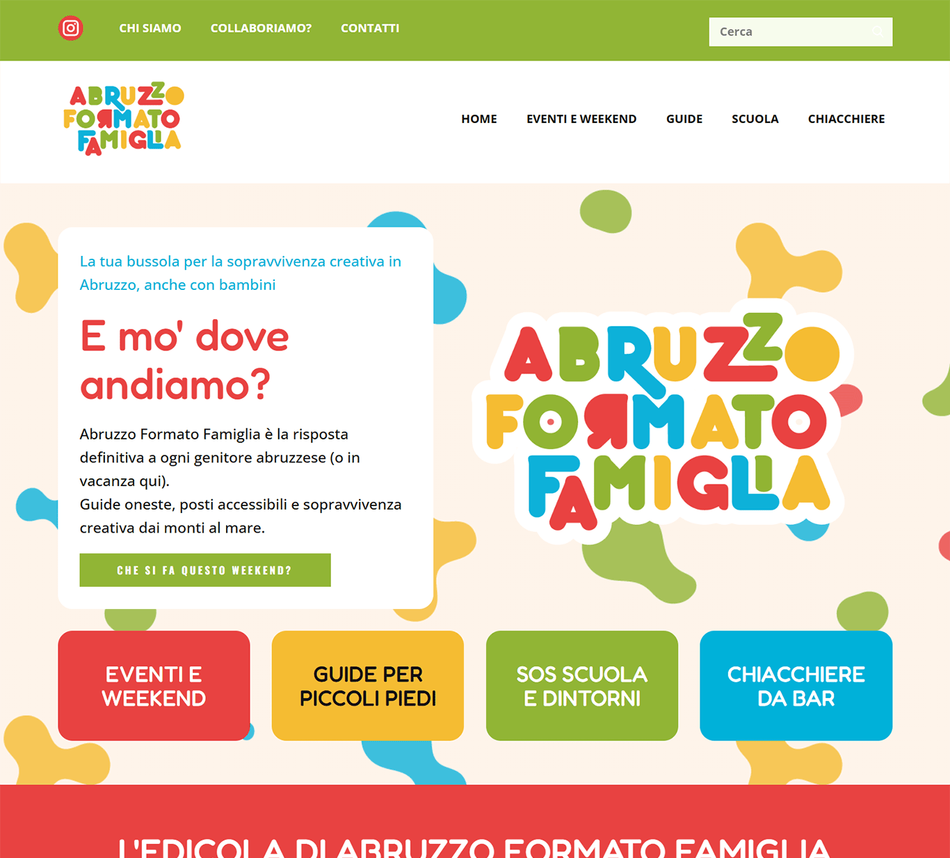 Sito web Abruzzo Formato Famiglia realizzato da Jooma Realizzazione portale web Abruzzo Formato Famiglia per weekend ed eventi per bambini